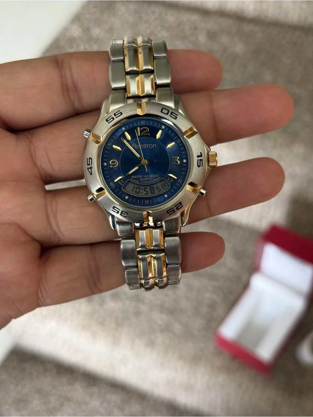 Armitron vintage digital analog Two-Tone Blue Dial Watch Mens